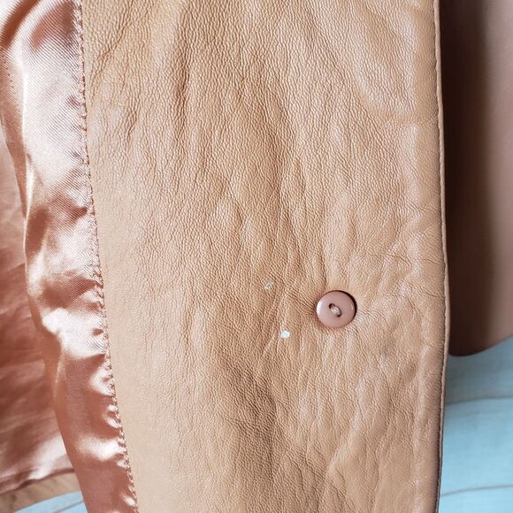 Vintage Jerry Lewis Leather Cropped Round Neck Button Front Jacket Women's Small - Picture 13 of 16